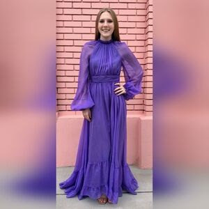 Mac Duggal Vibrant Purple Long Sleeve Dress